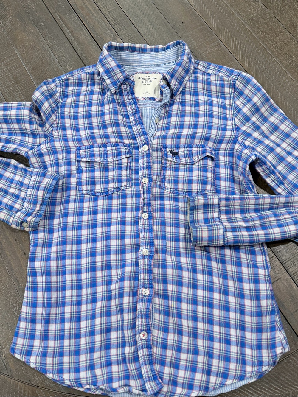 Abercrombie & Fitch Women’s XS Plaid Button Down Shirt Double Pocket - Picture 2 of 2